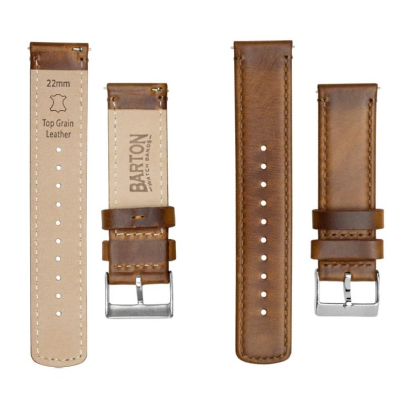 BARTON WATCH BANDS Quick Release Top Grain Leather Watch Band Strap, Caramel Tan Leather, 18mm - Image 5
